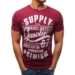 T-shirty męskie: T-shirt męski z nadrukiem bordowy (rx2651)