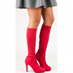 SEKSOWNE KOZAKI DAMSKIE. Czerwone buty zimowe damskie SMALL SWAN. Za 102,90 zł.