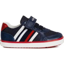 Geox tenisówki chłopięce Kilwi 22 niebieski. Niebieskie buty chłopięce sportowe Geox, z materiału, na rzepy. W wyprzedaży za 189,00 zł.