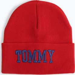 Tommy Jeans - Czapka damska, czerwony. Szare czapki damskie marki Calvin Klein Jeans, na zimę, z jeansu. Za 229,95 zł.