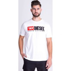 T-SHIRT DIESEL. Białe t-shirty męskie Diesel, xl, z nadrukiem, z bawełny, z okrągłym kołnierzem. Za 149,50 zł.