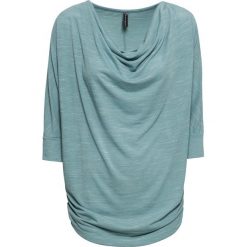 Shirt z dekoltem "wodą" bonprix niebieski mineralny melanż. Niebieskie koszulki damskie bonprix, bez wzorów, bez kołnierzyka, bez rękawów. Za 74,99 zł.