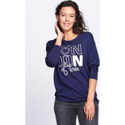 Granatowa Bluzka Love For Fashion. Szare bluzki longsleeves marki Born2be, l, z nadrukiem, z okrągłym kołnierzem. Za 44,99 zł.