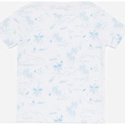 Bawełniany t-shirt ze wzorem - Biały. Białe t-shirty damskie Reserved, bez wzorów, z bawełny, bez kołnierzyka. W wyprzedaży za 15,99 zł.