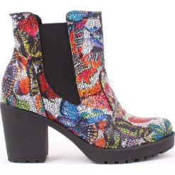 Ocieplane sztyblety na grubym obcasie- skóra naturalna - model 464 - kolor motyl. Botki damskie Zapato, ze skóry, bez obcasa, bez zapięcia. Za 399,00 zł.