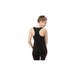 Bluzka fitness klasyczna, NA RAMIĄCZKACH z nadrukiem. Szare bluzki sportowe damskie marki TXM, z klasycznym kołnierzykiem, na ramiączkach. Za 15,99 zł.