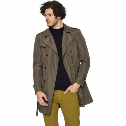 Płaszcz w kolorze khaki. Brązowe płaszcze na zamek męskie AVVA, Dewberry, l, w paski, z tkaniny. Za 489,95 zł.