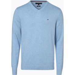 Tommy Hilfiger - Sweter męski z dodatkiem kaszmiru, niebieski. Niebieskie swetry męskie marki TOMMY HILFIGER, s, bez wzorów, z kaszmiru, bez kołnierzyka, bez kaptura. Za 349,95 zł.