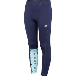 Legginsy sportowe dziewczęce (122-164) JLEG401 - granat. Niebieskie legginsy dziewczęce marki 4F JUNIOR, bez wzorów, z dzianiny, sportowe. Za 69,99 zł.