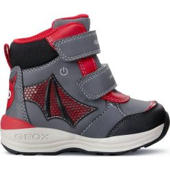 Geox buty zimowe za kostkę chłopięce New Gulp 23 szaro-czerwone. Szare buty chłopięce zimowe Geox, za kostkę, bez zapięcia. Za 329,00 zł.