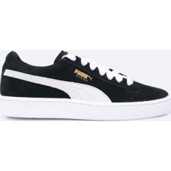 Puma - Buty dziecięce Suede Jr. Czarne trampki chłopięce Puma, bez wzorów, ze skóry, sportowe, z okrągłym noskiem, na sznurówki. Za 249,90 zł.