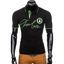 Koszulka męska polo z nadrukiem S909 - czarna. Czarne koszulki męskie Ombre Clothing, s, z nadrukiem, bez rękawów. Za 14,99 zł.