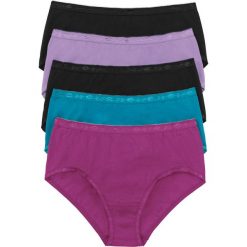 Figi maxi (5 par) bonprix czarny + bez + turkusowy. Majtki damskie bonprix. Za 64,95 zł.