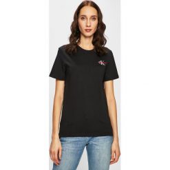 Calvin Klein Jeans - Top. Czarne bluzki damskie Calvin Klein Jeans, s, bez wzorów, z bawełny, z okrągłym kołnierzem. W wyprzedaży za 139,90 zł.