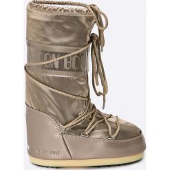 Moon Boot - Śniegowce Glance Platinum. Brązowe śniegowce damskie Moon Boot, z materiału, na sznurówki. W wyprzedaży za 299,90 zł.