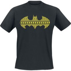Batman Christmas Pattern T-Shirt czarny. Czarne t-shirty męskie z nadrukiem marki Batman, l, z okrągłym kołnierzem. Za 74,90 zł.
