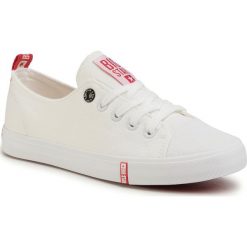 Trampki BIG STAR - FF274087 White/Red. Białe półbuty damskie BIG STAR, bez wzorów, z gumy, bez zapięcia. Za 119,00 zł.