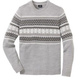Sweter z okrągłym dekoltem Regular Fit bonprix jasnoszary melanż. Szare swetry klasyczne męskie marki bonprix, s, melanż, z okrągłym kołnierzem. Za 74,99 zł.