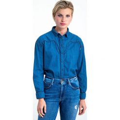 Bluzka w kolorze niebieskim. Niebieskie bluzki damskie Garcia, xs, bez wzorów, z bawełny, z klasycznym kołnierzykiem, bez rękawów. W wyprzedaży za 119,95 zł.