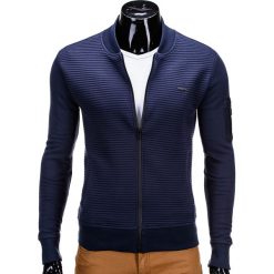 Bluzy męskie: BLUZA MĘSKA ROZPINANA BEZ KAPTURA B551 - GRANATOWA