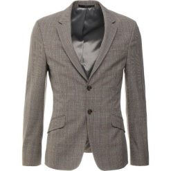 Topman STONE RICHARDSON CHECK MUSCLE SUIT Marynarka garniturowa stone. Szare marynarki męskie slim fit Topman, z elastanu. Za 629,00 zł.