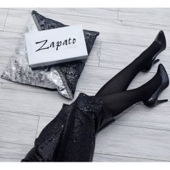 Szpilki - skóra naturalna - model 035 - kolor czarny lico. Czarne czółenka damskie Zapato, na imprezę, z nadrukiem, ze skóry, eleganckie, na wysokim obcasie, na obcasie, bez zapięcia. W wyprzedaży za 239,20 zł.