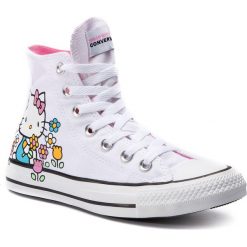 Trampki CONVERSE - Ctas Hi 164629C White/Pink/White. Białe półbuty damskie Converse, na co dzień, bez wzorów, z gumy, bez obcasa, bez zapięcia. W wyprzedaży za 229,00 zł.