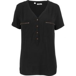 Bluzki damskie: Bluzka z wiskozy, krótki rękaw bonprix czarny