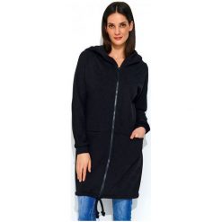 Numinou bluza damska NU_nu166 uniwersalny, czarny. Czarne bluzy damskie Numinou, uniwersalny, bez wzorów, z długim rękawem, długie, z kapturem. Za 339,00 zł.