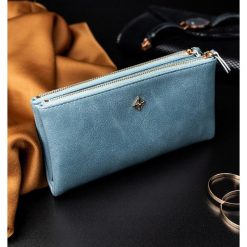 PiĘkny luksusowy portfel damski portmonetka bigiel. Portfele damskie MILANO DESIGN, bez wzorów, ze skóry. Za 49,90 zł.
