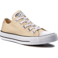 Trampki CONVERSE - Ctas Ox 561711C Light Twine/White/Black. Żółte półbuty damskie marki Converse, bez wzorów, z gumy, bez obcasa, na płaskiej podeszwie, bez zapięcia. W wyprzedaży za 209,00 zł.