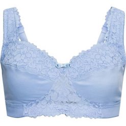 Biustonosz odciążający bez fiszbinów bonprix perłowy niebieski. Niebieskie biustonosze bonprix, bez wzorów. Za 44,99 zł.