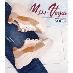 Buty sportowe damskie N/M F215 Beżowe. Brązowe buty sportowe damskie N/M, bez wzorów, z tworzywa sztucznego, sportowe. Za 109,00 zł.