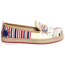 Espadryle damskie: Espadryle w kolorze kremowym ze wzorem
