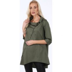 Koszula zapinana na ukos w kolorze khaki 0216. Brązowe koszule damskie Fasardi, s, bez wzorów, bez kołnierzyka, bez rękawów. Za 149,00 zł.