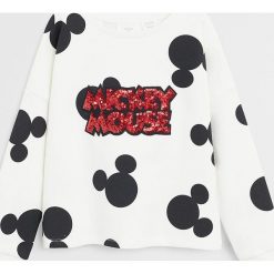 Mango Kids - Bluza dziecięca Mickey 110-164 cm. Czarne bluzy dziewczęce z bawełny. Za 89,90 zł.