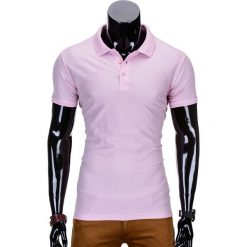 Koszulka męska polo bez nadruku S715 - jasnoróżowa. Różowe koszulki męskie Ombre Clothing, s, z nadrukiem, z materiału, klasyczne, bez rękawów. Za 19,00 zł.