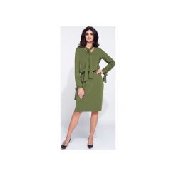 Sukienka z wiązanym rękawem. Zielone sukienki damskie na komunię marki Bien fashion, na imprezę, na jesień, xxl, z bawełny, z kokardą, z długim rękawem, długie, oversize. Za 149,00 zł.