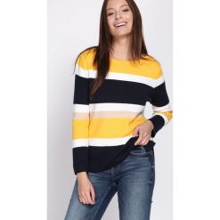 Granatowo-Żółty Sweter Autumnal Glow. Żółte bez kategorii Born2be, xl, z dekoltem w łódkę. Za 74,99 zł.