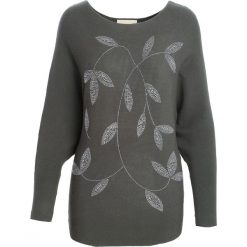 Ciemnozielony Sweter Coming Of Age. Szare swetry klasyczne damskie marki Born2be, l, z okrągłym kołnierzem. Za 64,99 zł.