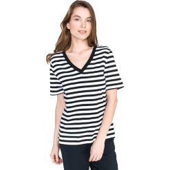 SELECTED Standard Koszulka Czarny Biały. Czarne koszulki damskie Selected, xs, w paski, z bawełny, bez kołnierzyka, z krótkim rękawem. Za 88,95 zł.