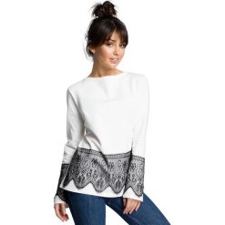 CARLY Bluzka z koronką - ecru. Bluzki damskie BE, s, w koronkowe wzory, z jeansu, eleganckie, z klasycznym kołnierzykiem, bez rękawów. Za 134,00 zł.