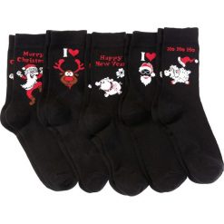 Skarpetki bożonarodzeniowe (5 par) bonprix czarny. Czarne skarpetki męskie marki bonprix. Za 27,45 zł.