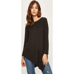 Answear - Bluzka. Czarne bluzki damskie ANSWEAR, na co dzień, s, bez wzorów, z elastanu, z okrągłym kołnierzem, z długim rękawem. Za 49,90 zł.