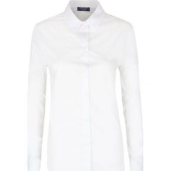 Koszula Trussardi Jeans. Białe koszule damskie Trussardi Jeans, na co dzień, bez wzorów, z jeansu, klasyczne, z włoskim kołnierzykiem, z długim rękawem. Za 169,00 zł.