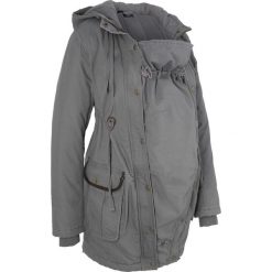 Parka ciążowa z wstawką niemowlęcą na nosidełko bonprix dymny szary. Szare płaszcze damskie bonprix, bez wzorów, bez kaptura. Za 269,99 zł.