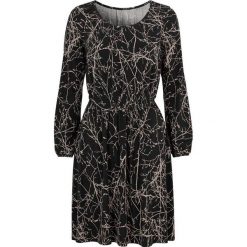 Cellbes Sukienka z marszczeniami czarny we wzory female czarny/ze wzorem 58/60. Czarne sukienki damskie Cellbes, na co dzień, bez wzorów, z dżerseju, eleganckie, z okrągłym kołnierzem, z długim rękawem, długie, maxi. Za 179,00 zł.