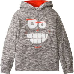 Bluza z kapturem bonprix szary. Szare bluzy chłopięce bonprix, z nadrukiem, bez rękawów, z kapturem. Za 59,99 zł.