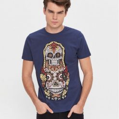T-shirt z nadrukiem - Granatowy. Niebieskie t-shirty męskie House, s, z nadrukiem, bez kołnierzyka. Za 39,99 zł.