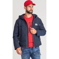 KURTKA Armani Exchange. Niebieskie płaszcze męskie xl, z aplikacjami, z materiału. Za 779,40 zł.